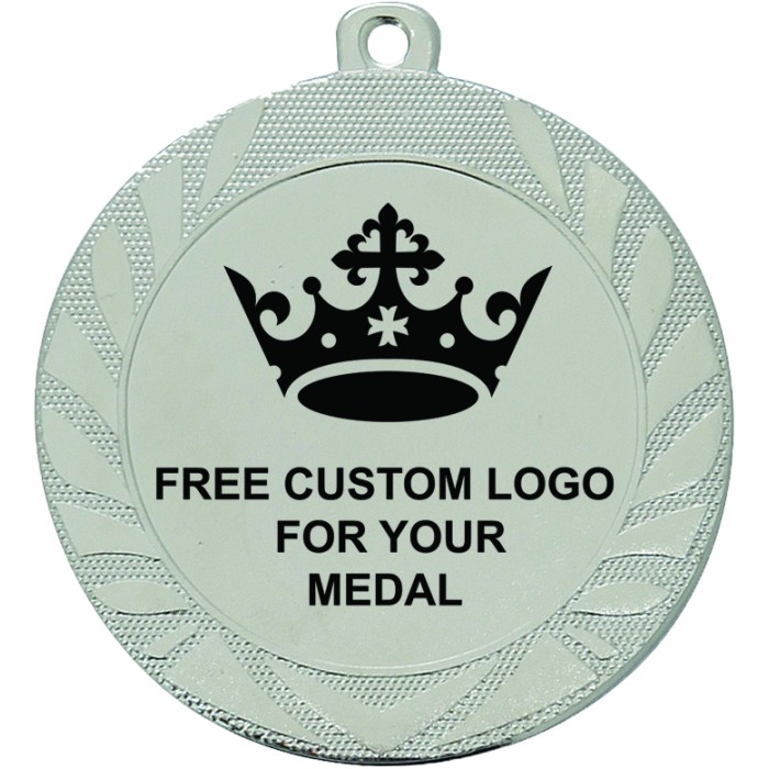 PACK OF 100 BULK BUY 70MM SILVER MEDAL, RIBBON AND CUSTOM LOGO **AMAZING VALUE**